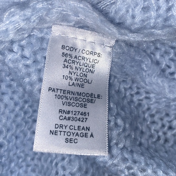 WILDFOX Wool Blend Pastel Blue Distressed White Snowflake Sweater - Picture 12 of 13